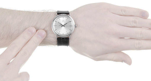  Shop Authentic Calvin Klein Surround Silver Dial Black Leather Strap Watch for Men - K3W211C6 - Luxxuri