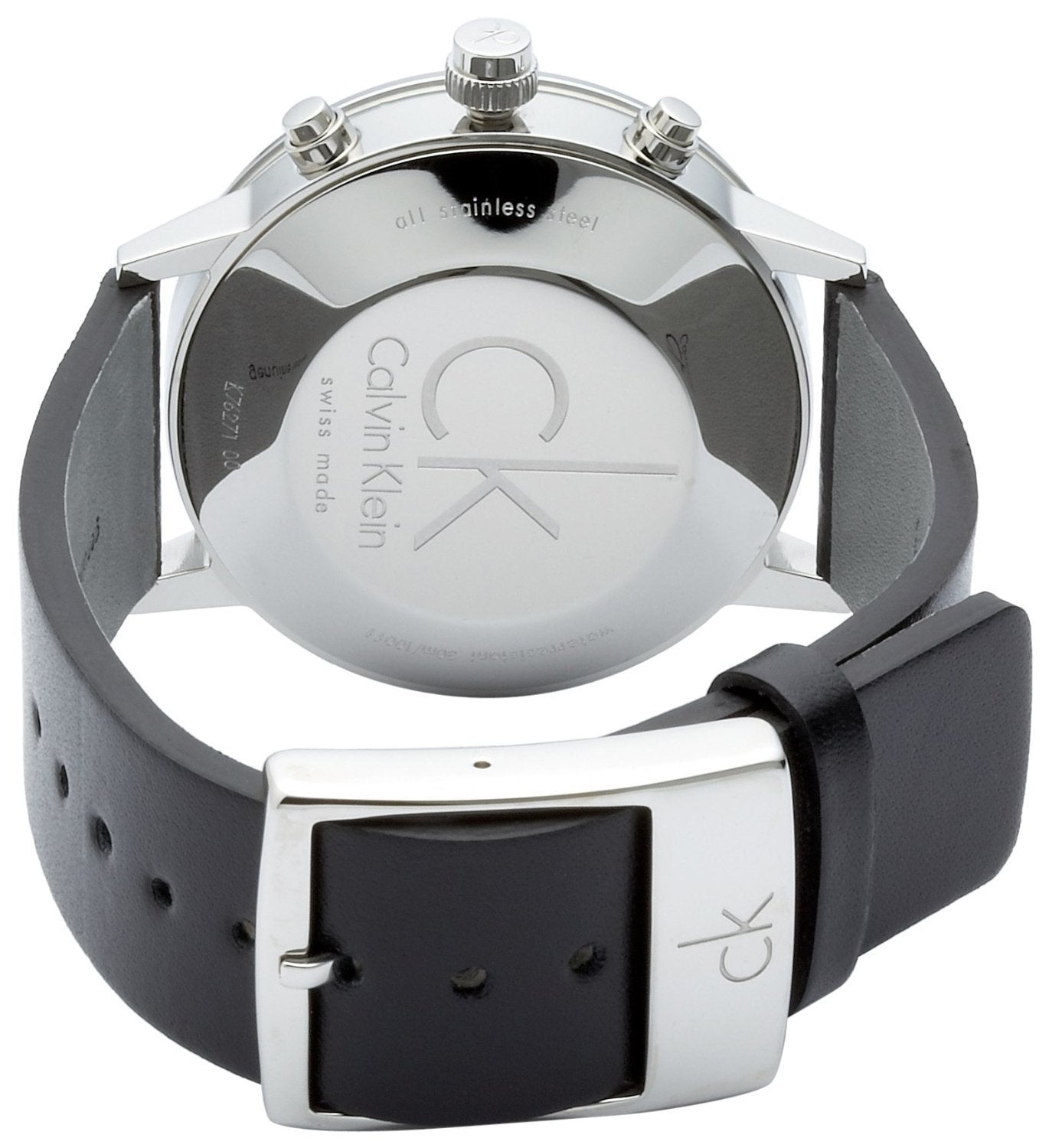  Shop Authentic Calvin Klein Post Minimal Chronograph Black Dial Black Leather Strap Watch for Men - K7627107 - Luxxuri