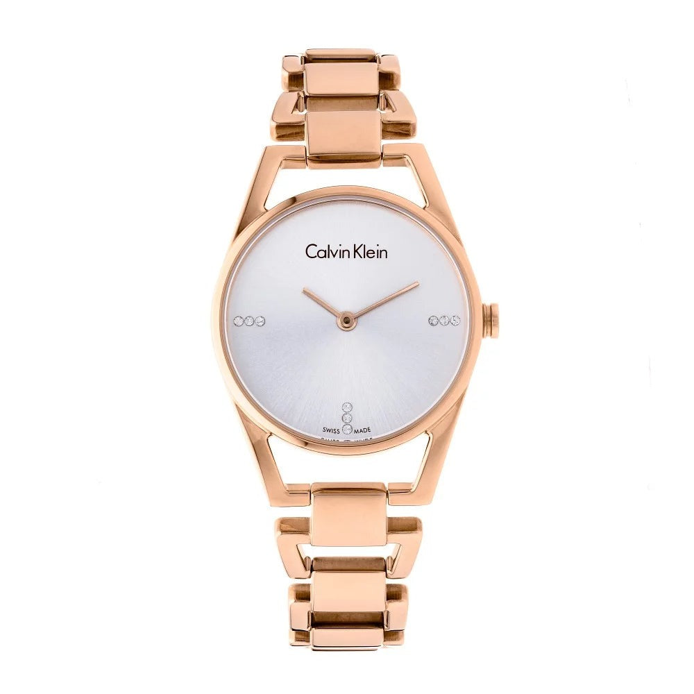  Shop Authentic Calvin Klein Dainty Diamonds Silver Dial Rose Gold Steel Strap Watch for Women - K7L2364T - Luxxuri