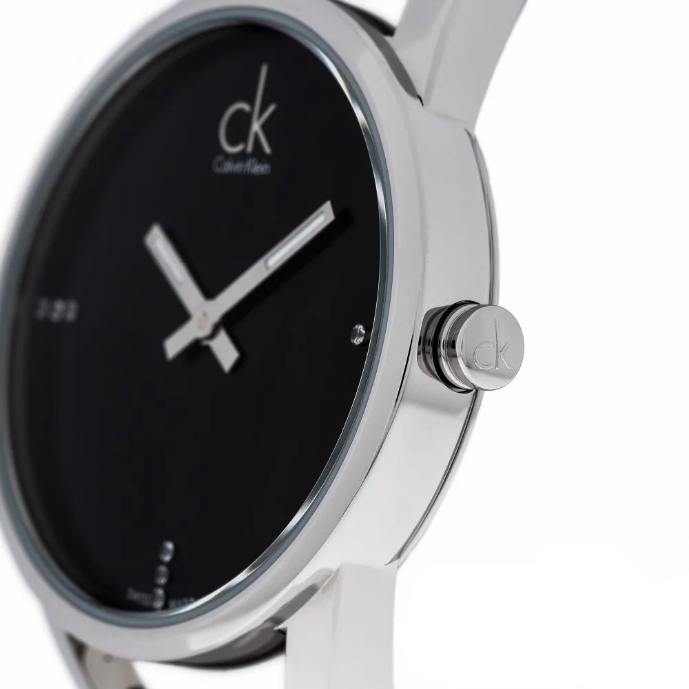  Shop Authentic Calvin Klein Stately Black Dial Silver Steel Strap Watch for Women - K3G2312S - Luxxuri