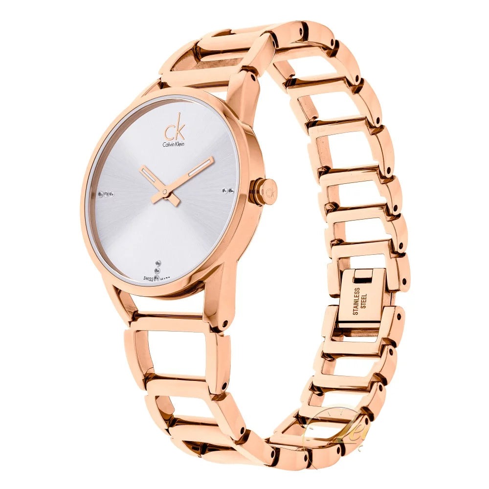  Shop Authentic Calvin Klein Stately White Dial Gold Steel Strap Watch for Women - K3G2362W - Luxxuri