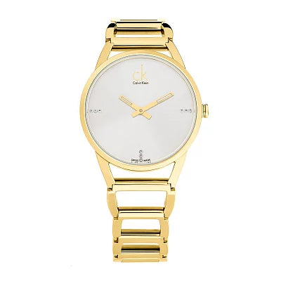  Shop Authentic Calvin Klein Stately White Dial Gold Steel Strap Watch for Women - K3G2352W - Luxxuri