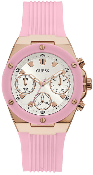  Shop Authentic Guess Athena White Dial Pink Rubber Strap Watch For Women - GW0030L4 - Luxxuri