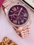  Shop Authentic Michael Kors Lexington Chronograph Red Dial Rose Gold Steel Strap Watch For Women - MK7275 - Luxxuri