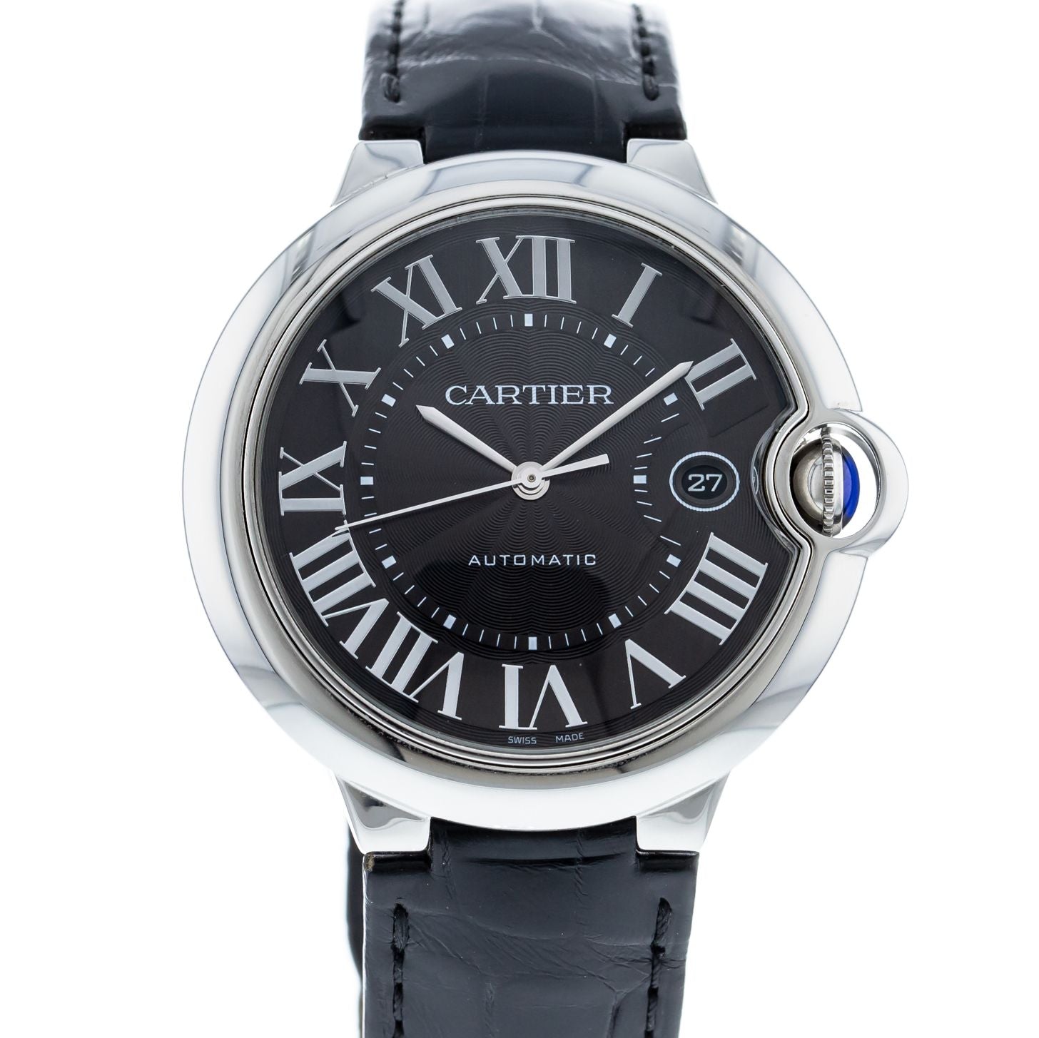  Shop Authentic Cartier Ballon Bleu De Cartier Black Dial Black Leather Strap Watch for Men - WSBB0003 - Luxxuri