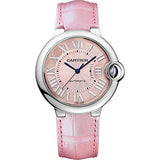  Shop Authentic Cartier Ballon Bleu De Cartier Pink Dial Pink Leather Strap Watch for Women - WSBB0007 - Luxxuri