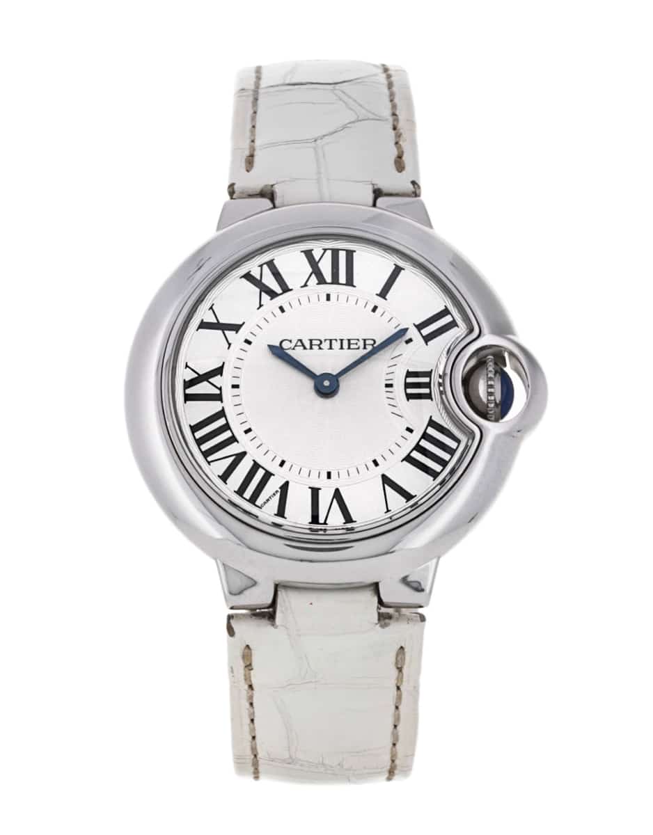  Shop Authentic Cartier Ballon Bleu De Cartier Silver Dial White Leather Strap Watch for Women - W6920086 - Luxxuri