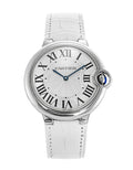 Shop Authentic Cartier Ballon Bleu de Cartier Silver Dial White Leather Strap Watch for Women - W6920087 - Luxxuri