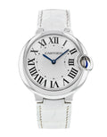  Shop Authentic Cartier Ballon Bleu de Cartier Silver Dial White Leather Strap Watch for Women - W6920087 - Luxxuri