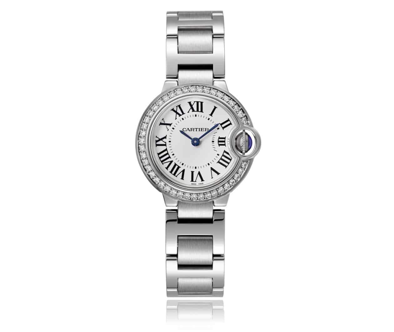  Shop Authentic Cartier Ballon Bleu De Cartier Diamonds White Dial Silver Steel Strap Watch for Women - W4BB0015 - Luxxuri