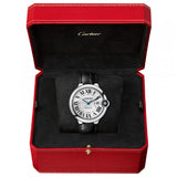  Shop Authentic Cartier Ballon Bleu de Cartier Silver Dial Black Leather Strap Watch for Men - WSBB0026 - Luxxuri