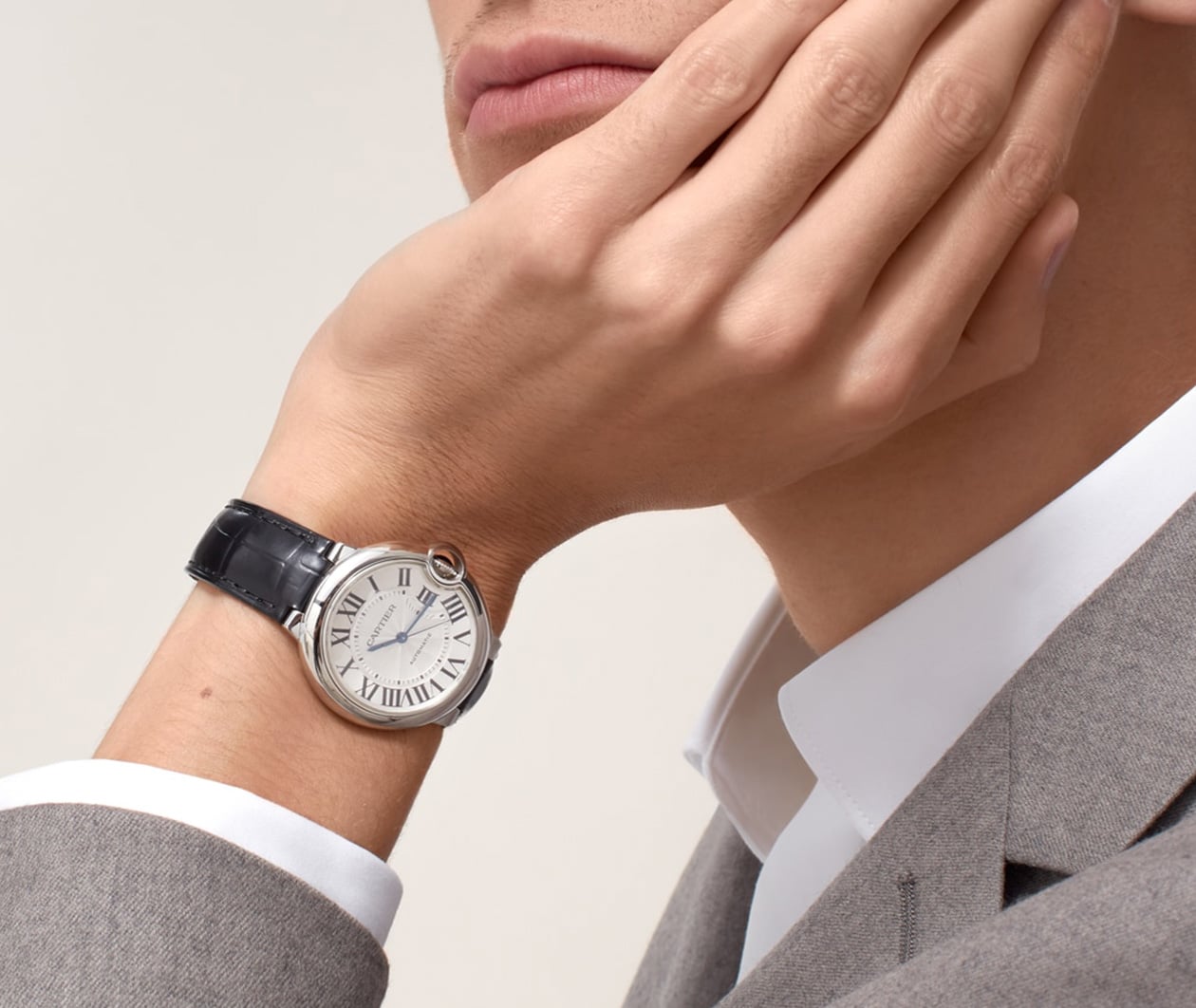  Shop Authentic Cartier Ballon Bleu De Cartier Silver Dial Black Leather Strap Watch for Women - WSBB0028 - Luxxuri