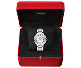  Shop Authentic Cartier Ballon Bleu De Cartier Silver Dial Silver Steel Strap Watch for Women - WSBB0048 - Luxxuri