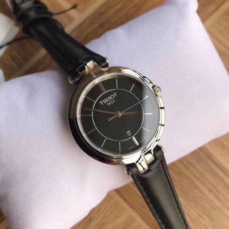  Shop Authentic Tissot T Lady Flamingo Black Dial Black Leather Strap Watch For Women - T094.210.16.051.00 - Luxxuri