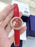  Shop Authentic Swarovski Crystal Frost Red Dial Red Leather Strap Watch for Women - 5519226 - Luxxuri