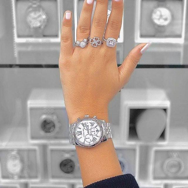  Shop Authentic Michael Kors Lexington Silver Dial Silver Steel Strap Watch for Women - MK5555 - Luxxuri