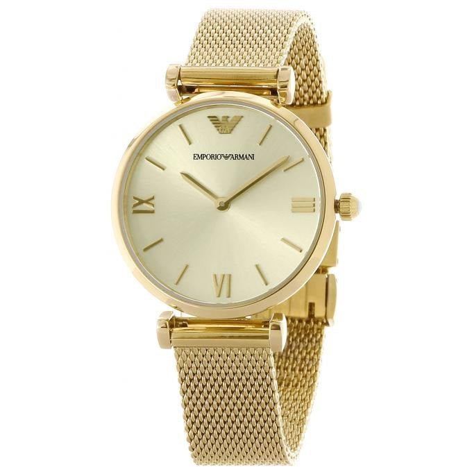  Shop Authentic Emporio Armani Retro Gold Dial Gold Mesh Bracelet Watch For Women - AR1957 - Luxxuri