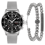  Shop Authentic Hugo Boss Admiral Black Dial Silver Mesh Bracelet Watch for Men - 1513904 - Luxxuri