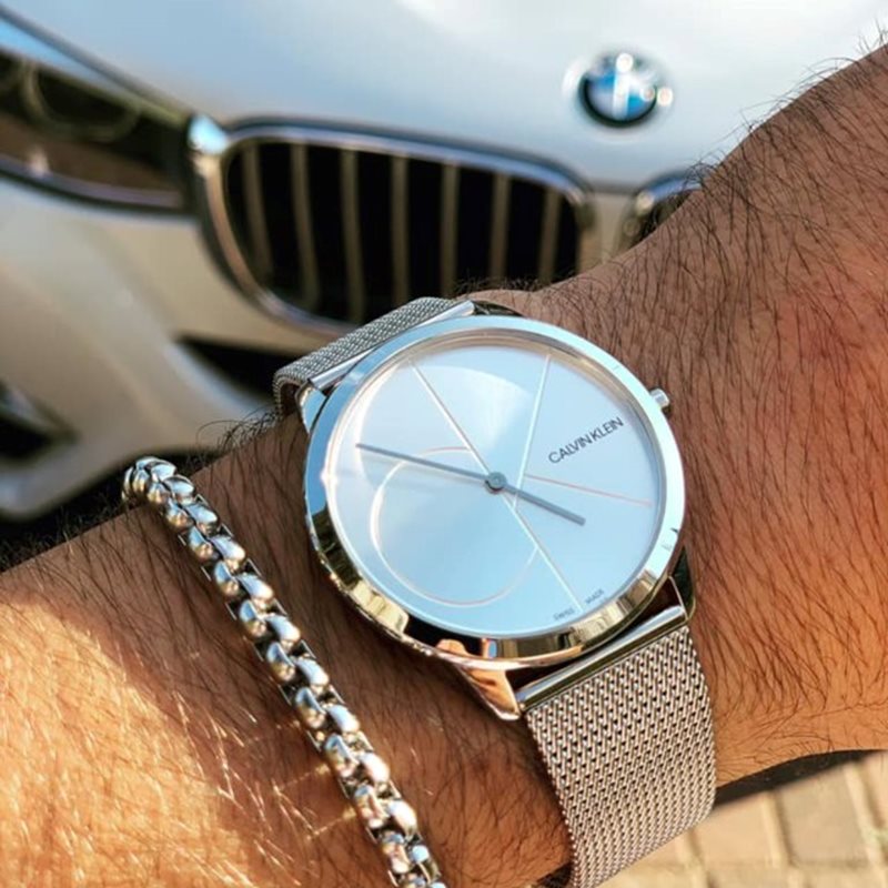  Shop Authentic Calvin Klein Minimal Silver Dial Silver Mesh Bracelet Watch for Men - K3M2112Z - Luxxuri
