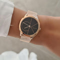  Shop Authentic Calvin Klein Minimal Black Dial Rose Gold Mesh Bracelet Watch for Men - K3M22621 - Luxxuri