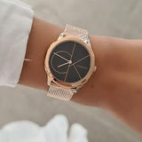  Shop Authentic Calvin Klein Minimal Black Dial Rose Gold Mesh Bracelet Watch for Men - K3M22621 - Luxxuri