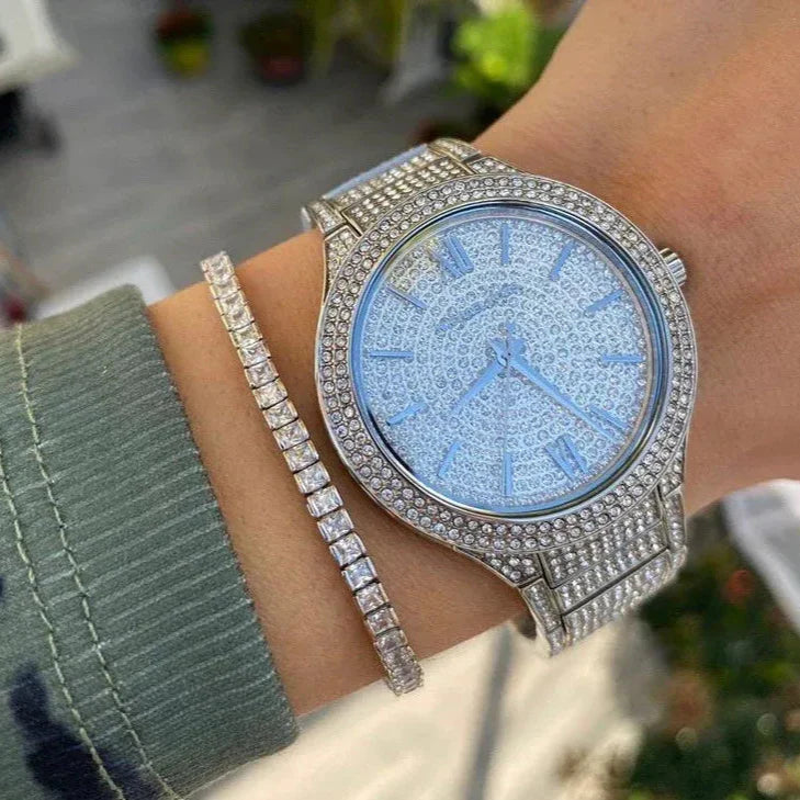  Shop Authentic Michael Kors Kerry Crystal Pave Silver Dial Silver Steel Strap Watch For Women - MK3359 - Luxxuri