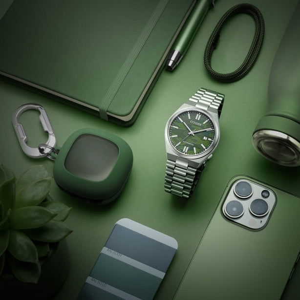  Shop Authentic Citizen Tsuyosa Automatic Camouflage Green Dial Silver Steel Strap Watch For Men - NJ0159-86X - Luxxuri