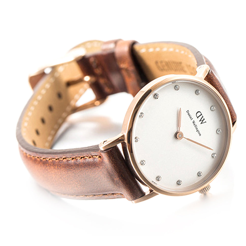  Shop Authentic Daniel Wellington Classy St Mawes White Dial Brown Leather Strap Watch For Women - DW00100059 - Luxxuri