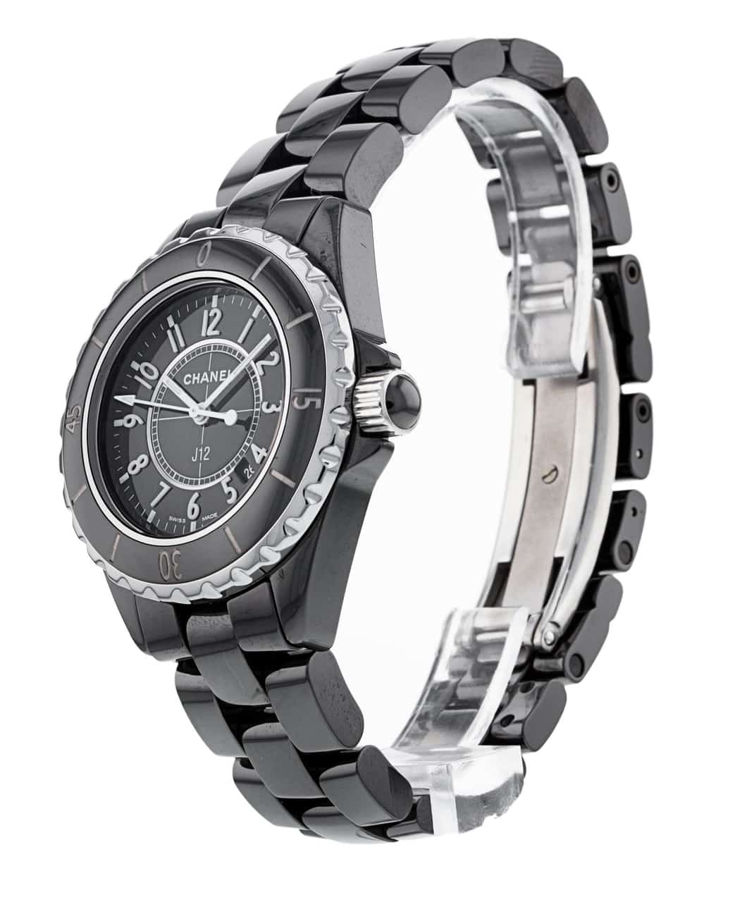  Shop Authentic Chanel J12 Quartz Ceramic Black Dial Black Steel Strap Watch for Women - J12 H0682 - Luxxuri