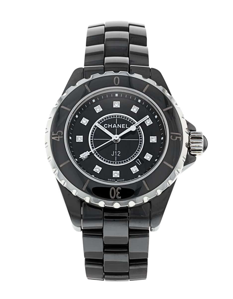  Shop Authentic Chanel J12 Quartz Diamonds Black Dial Black Steel Strap Watch for Women - J12 H1625 - Luxxuri