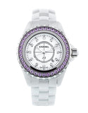  Shop Authentic Chanel J12 Sapphire Bezel Ceramic White Dial White Steel Strap Watch for Women - J12 H2010 - Luxxuri