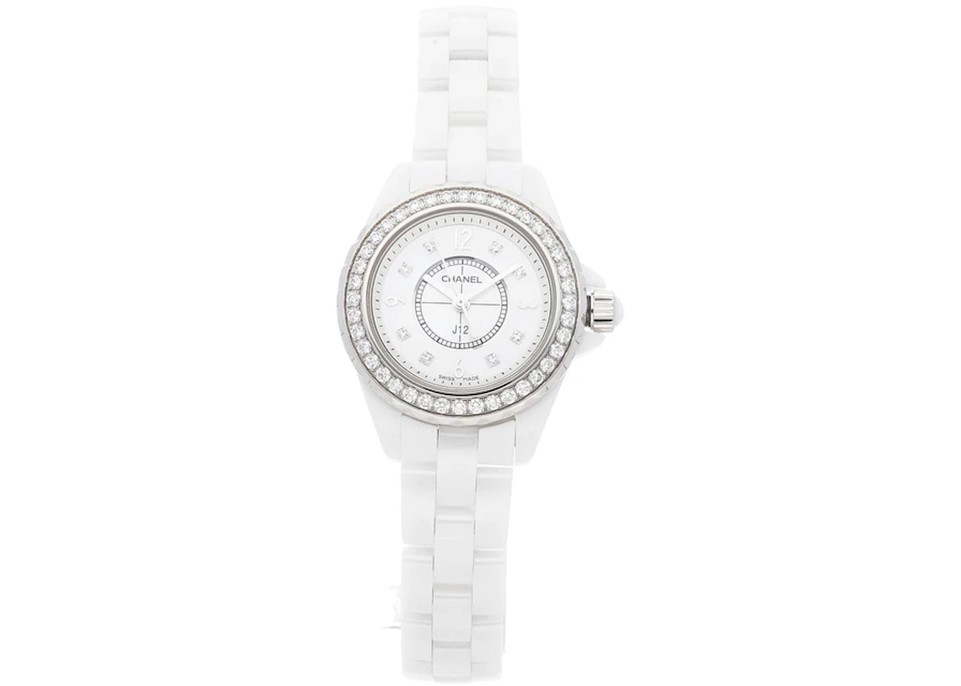  Shop Authentic Chanel J12 Diamonds Quartz White Dial White Steel Strap Watch for Women - J12 H2572 - Luxxuri