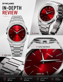 D1 Milano Ultra Thin Red Dial Silver Steel Strap Watch for Men - D1-UTBJ05