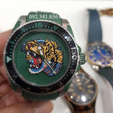  Shop Authentic Gucci Dive Tiger Green Dial Green Rubber Strap Watch For Men - YA136316 - Luxxuri