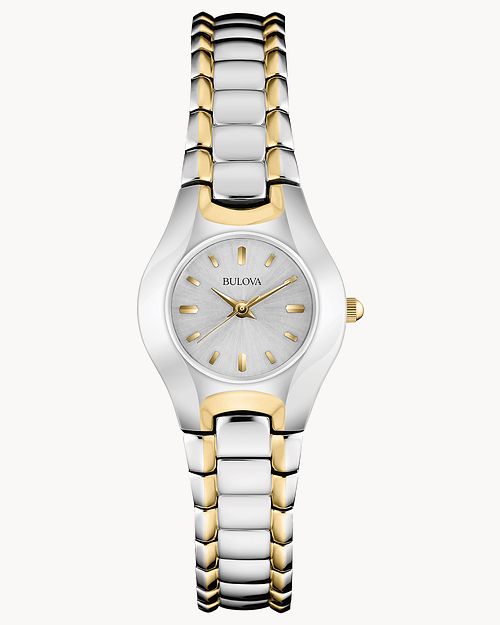  Shop Authentic Bulova Classic White Dial Two Tone Steel Strap Watch for Women - 98T84 - Luxxuri