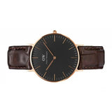  Shop Authentic Daniel Wellington Classic York Black Dial Brown Leather Strap Watch For Women - DW00100140 - Luxxuri