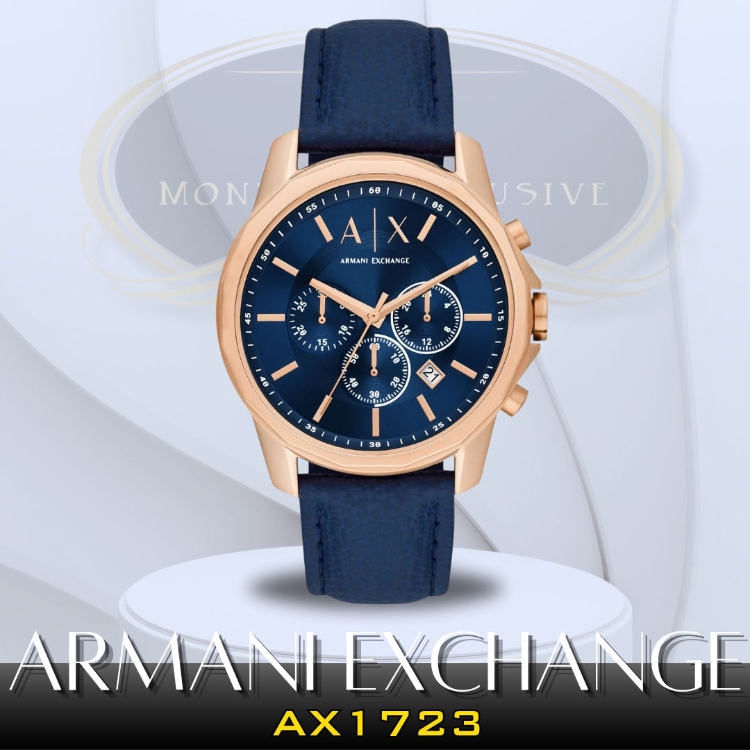  Shop Authentic Armani Exchange Banks Chronograph Blue Dial Blue Leather Strap Watch For Men - AX1723 - Luxxuri