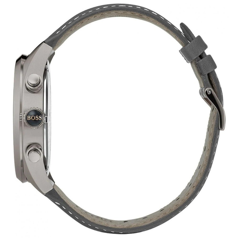  Shop Authentic Hugo Boss Grand Prix Silver Dial Grey Leather Strap Watch for Men - 1513603 - Luxxuri