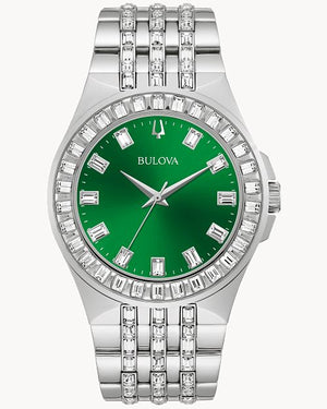  Shop Authentic Bulova Phantom Classic Baguette Green Dial Silver Steel Strap Watch for Men - 96A253 - Luxxuri