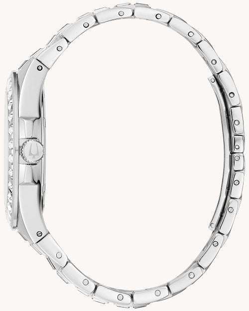  Shop Authentic Bulova Phantom Baguette Crystal Blue Dial Silver Steel Strap Watch for Men - 96A254 - Luxxuri