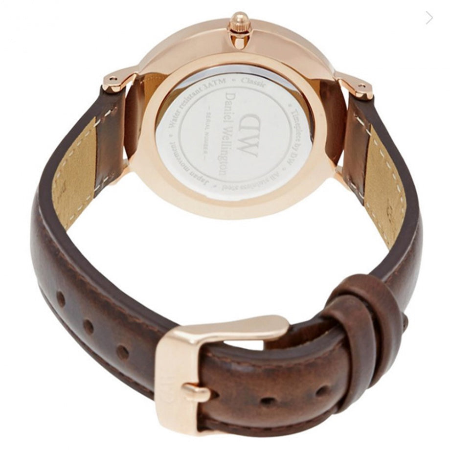  Shop Authentic Daniel Wellington Classic Petite Bristol White Dial Brown Leather Strap Watch For Women - DW00100171 - Luxxuri