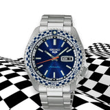  Shop Authentic Seiko 5 Sports Petrol Blue Checker Flag Special Edition Blue Dial Silver Steel Strap Watch For Men - SRPK65K1 - Luxxuri