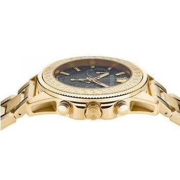  Shop Authentic Versace Greca Action Chronograph Black Dial Gold Steel Strap Watch For Men - VE3J00622 - Luxxuri