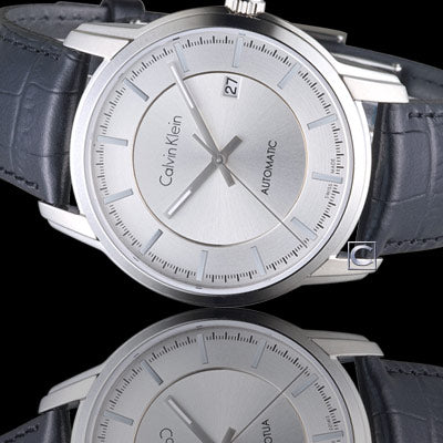  Shop Authentic Calvin Klein Infinity Silver Dial Black Leather Strap Watch for Men - K5S341C6 - Luxxuri