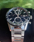  Shop Authentic Tag Heuer Carrera Automatic Chronograph Black Dial Silver Steel Strap Watch for Men - CBM2110.BA0651 - Luxxuri