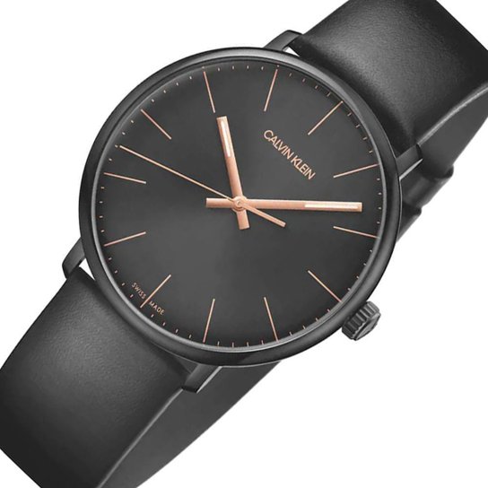  Shop Authentic Calvin Klein High Noon Quartz Black Dial Black Leather Strap Watch for Men - K8M214CB - Luxxuri