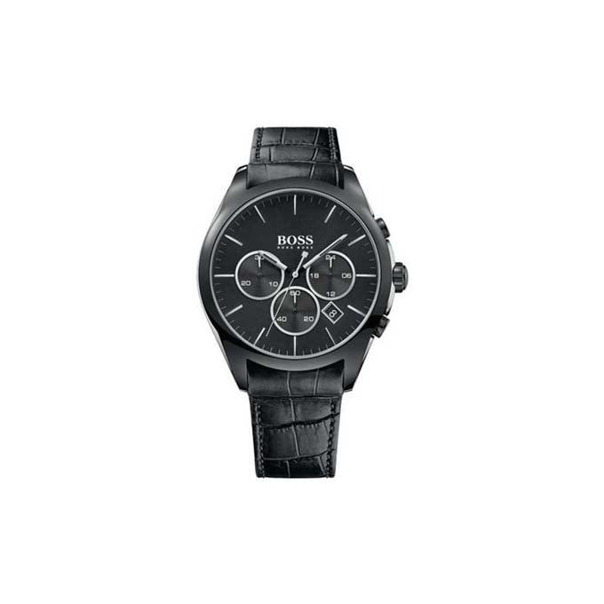  Shop Authentic Hugo Boss Onyx Black Dial Black Leather Strap Watch for Men - 1513367 - Luxxuri