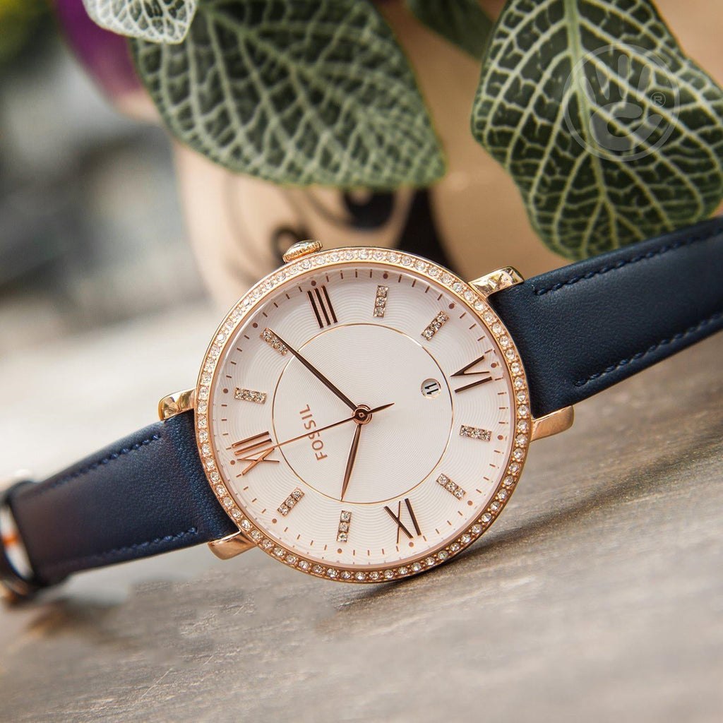  Shop Authentic Fossil Jacqueline White Dial Blue Leather Strap Watch for Women - ES4291 - Luxxuri