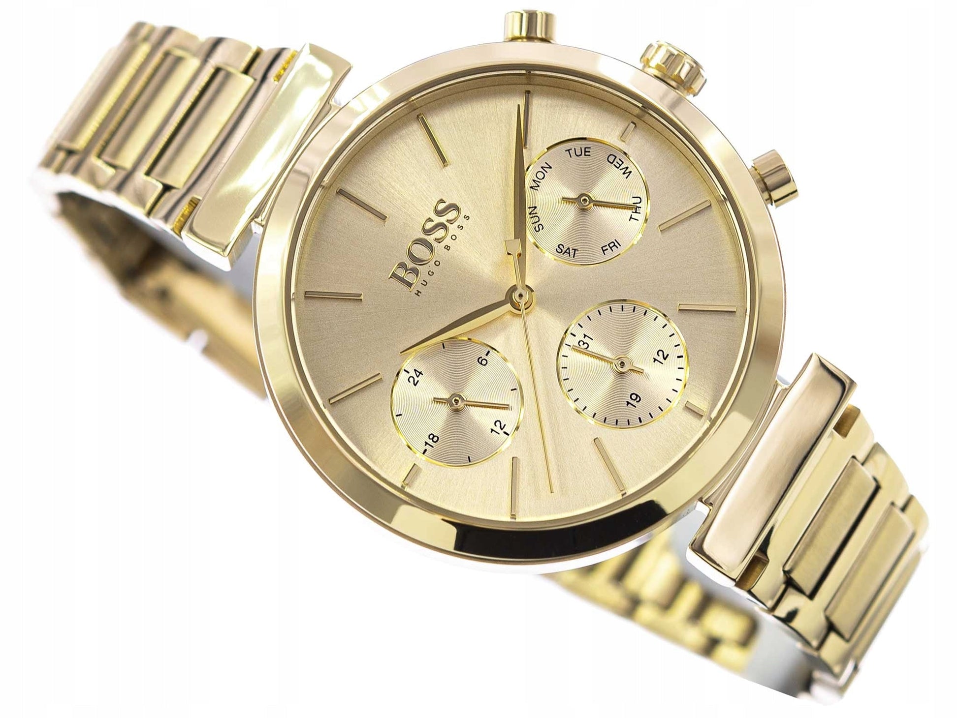  Shop Authentic Hugo Boss Flawless Gold Dial Gold Steel Strap Watch for Women - 1502532 - Luxxuri