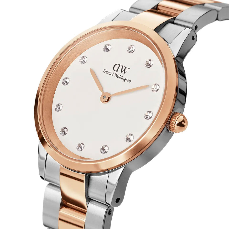  Shop Authentic Daniel Wellington Iconic Link White Dial Two Tone Steel Strap Watch For Women - DW00100358 - Luxxuri